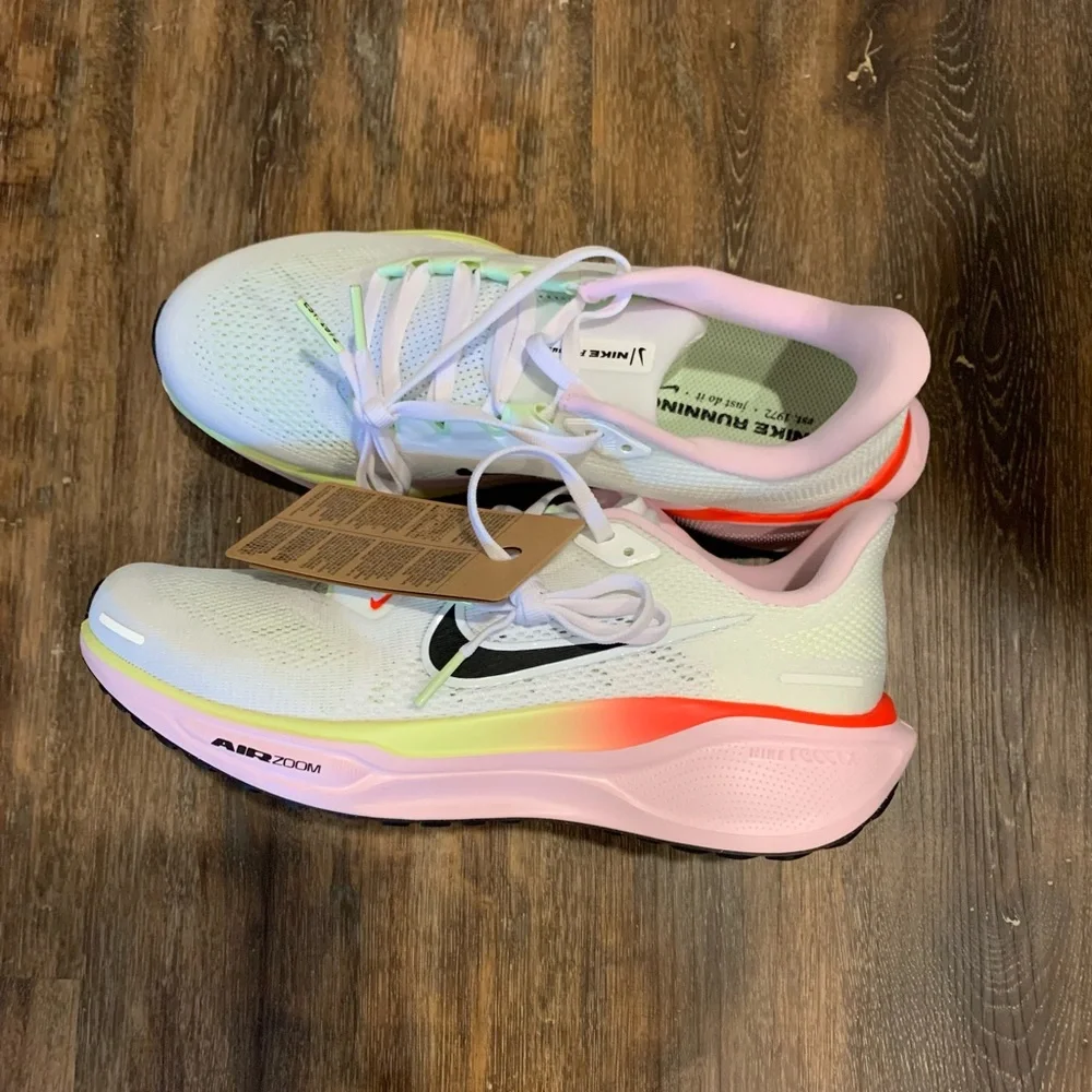 Nike Women's White Running Shoes with Pink and Lime Accents - Picture 1 of 7